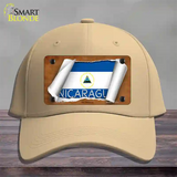 Nicaragua Flag Scroll Novelty License Plate Hat Cotton / Khaki