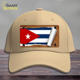 Cuba Flag Scroll Novelty License Plate Hat Cotton / Khaki