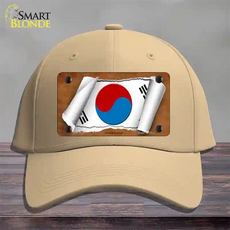 South Korea Flag Scroll Novelty License Plate Hat Cotton / Khaki