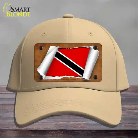 Trinidad & Tobago Flag Scroll Novelty License Plate Hat Cotton / Khaki