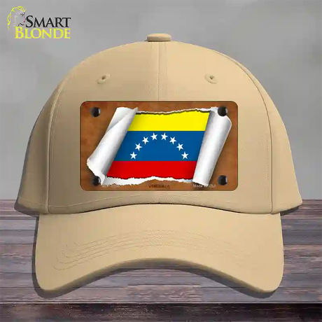 Venezuela Flag Scroll Novelty License Plate Hat Cotton / Khaki