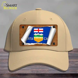 Alberta Canada Flag Scroll Novelty License Plate Hat Cotton / Khaki