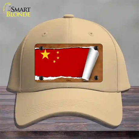 China Flag Scroll Novelty License Plate Hat Cotton / Khaki