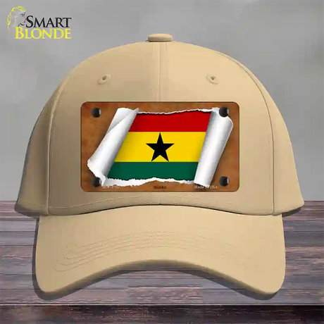 Ghana Flag Scroll Novelty License Plate Hat Cotton / Khaki