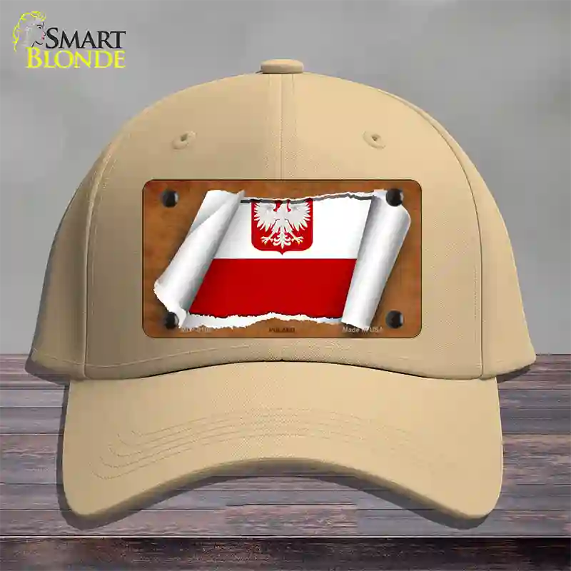 Poland/Eagle Flag Scroll Novelty License Plate Hat Cotton / Khaki