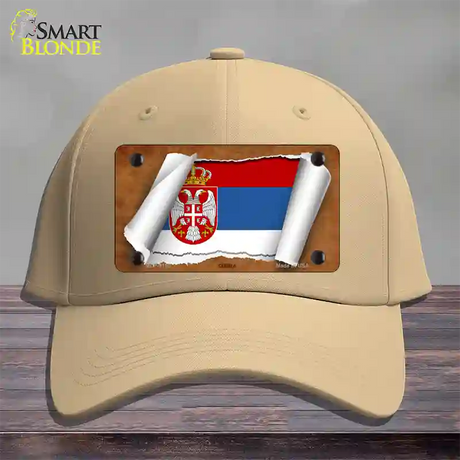 Serbia/Eagle Flag Scroll Novelty License Plate Hat Cotton / Khaki