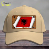 Albania Flag Scroll Novelty License Plate Hat Cotton / Khaki