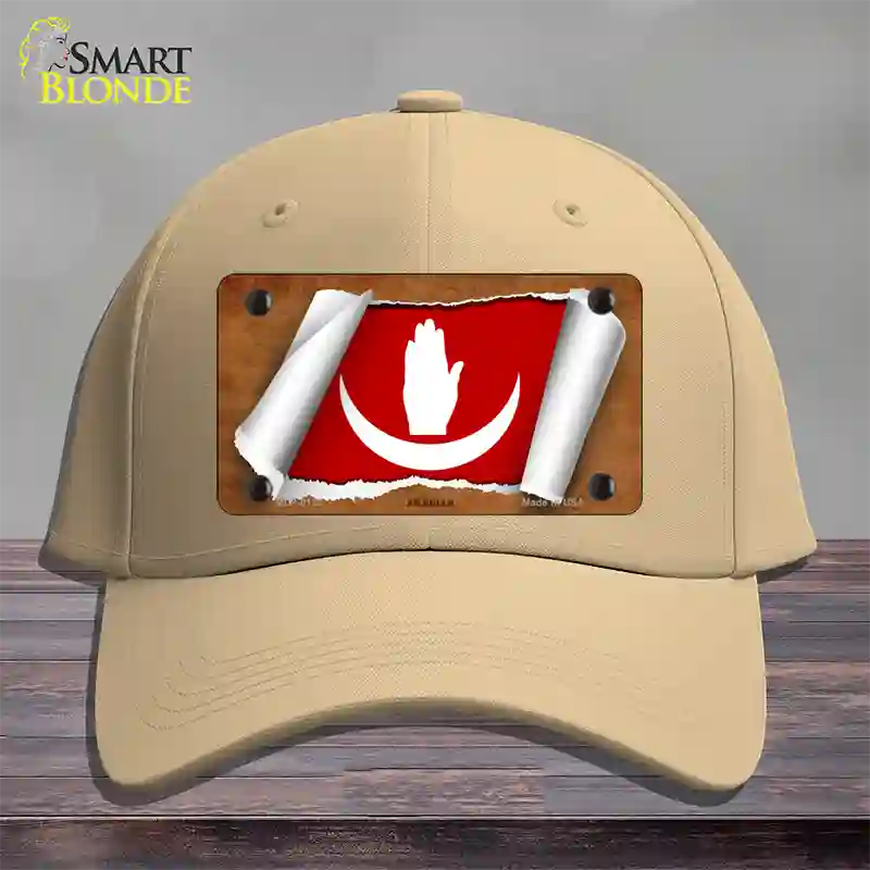 Anjouan Flag Scroll Novelty License Plate Hat Cotton / Khaki