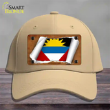 Antigua & Barbuda Flag Scroll Novelty License Plate Hat Cotton / Khaki