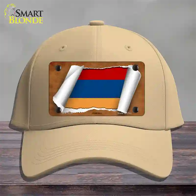 Armenia Flag Scroll Novelty License Plate Hat Cotton / Khaki