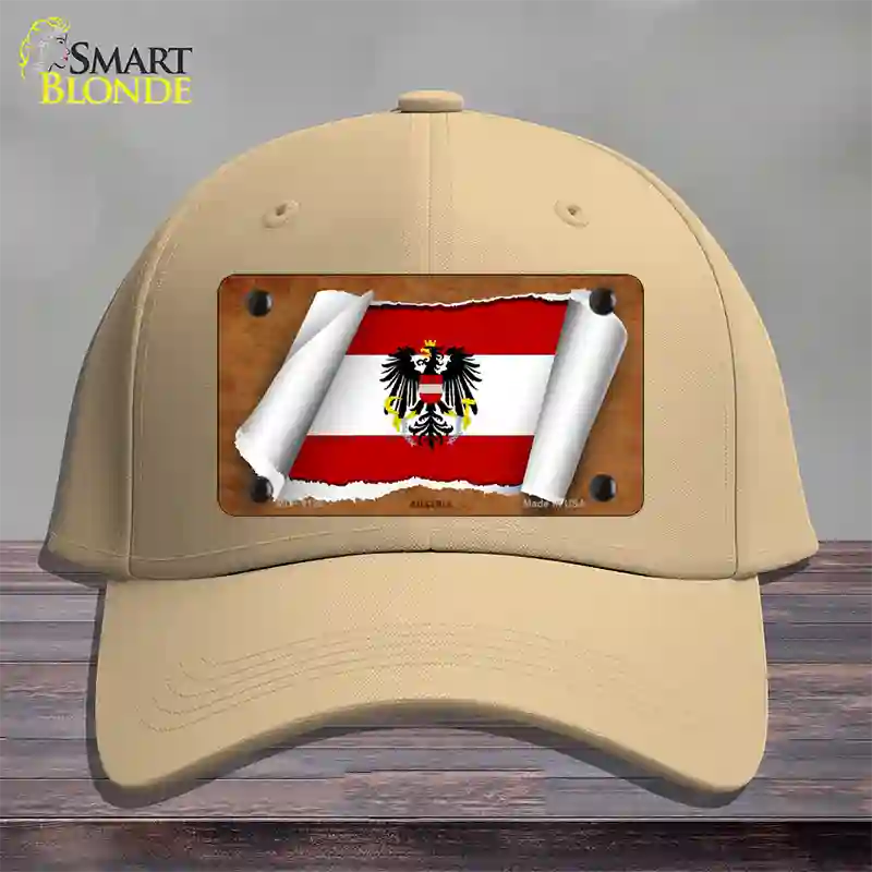 Austria Flag Scroll Novelty License Plate Hat Cotton / Khaki