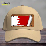 Bahrain Flag Scroll Novelty License Plate Hat Cotton / Khaki