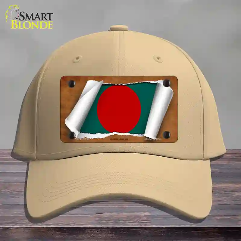 Bangladesh Flag Scroll Novelty License Plate Hat Cotton / Khaki