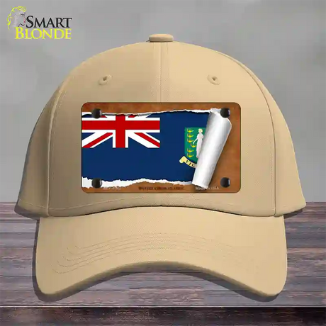 British Virgin Island Flag Scroll Novelty License Plate Hat Cotton / Khaki