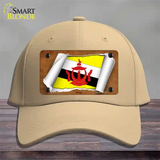 Brunei Flag Scroll Novelty License Plate Hat Cotton / Khaki