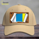 Canary Island Flag Scroll Novelty License Plate Hat Cotton / Khaki