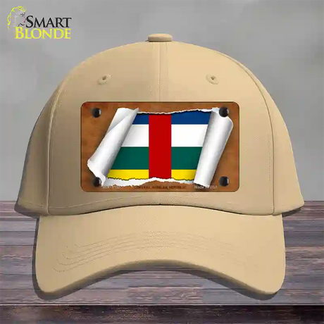 Central African Republic Flag Scroll Novelty License Plate Hat Cotton / Khaki