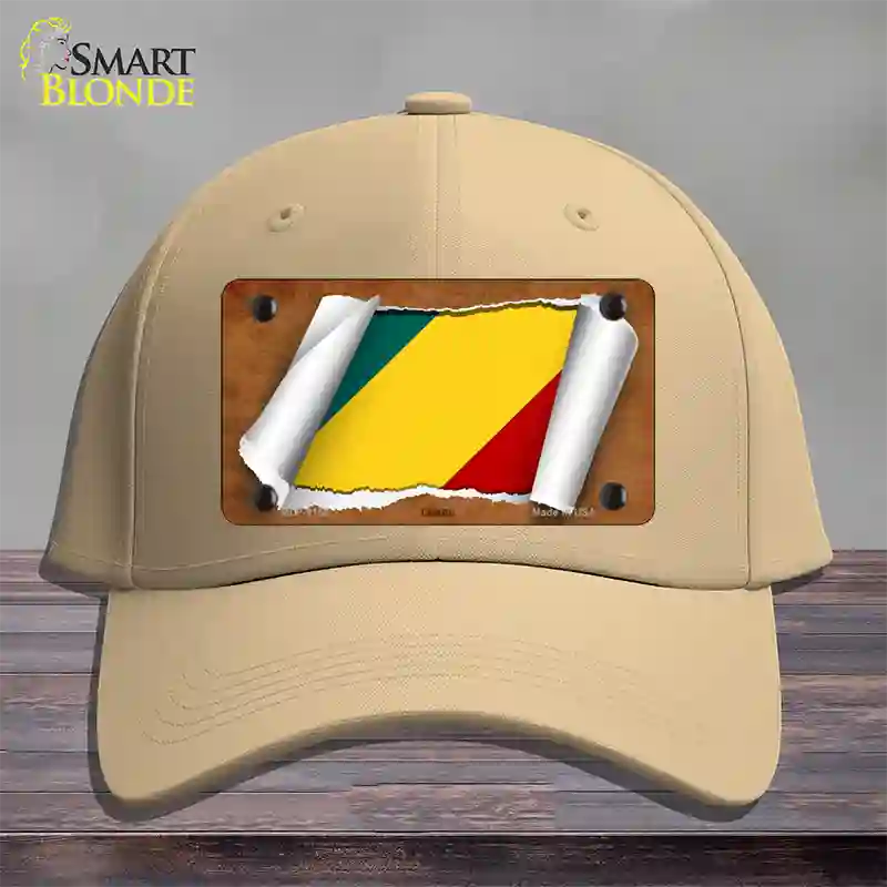 Congo Flag Scroll Novelty License Plate Hat Cotton / Khaki