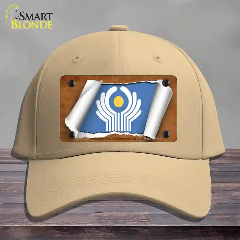 Commonwealth of Independent States Flag Scroll Novelty License Plate Hat Cotton / Khaki