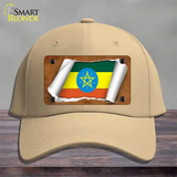 Ethiopia Flag Scroll Novelty License Plate Hat Cotton / Khaki