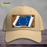 European Union Flag Scroll Novelty License Plate Hat Cotton / Khaki