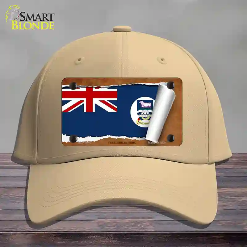 Falkland Islands Flag Scroll Novelty License Plate Hat Cotton / Khaki