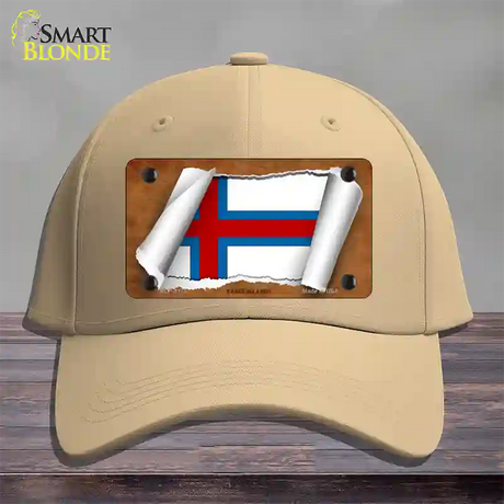 Faroe Islands Flag Scroll Novelty License Plate Hat Cotton / Khaki