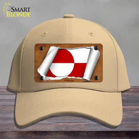 Greenland Flag Scroll Novelty License Plate Hat Cotton / Khaki