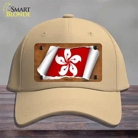 Hong Kong Flag Scroll Novelty License Plate Hat Cotton / Khaki