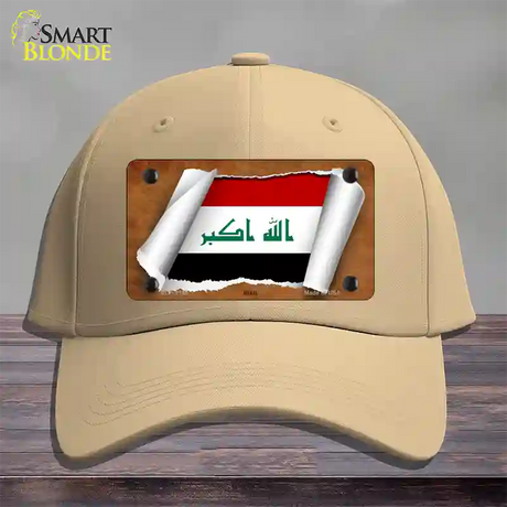 Iraq Flag Scroll Novelty License Plate Hat Cotton / Khaki