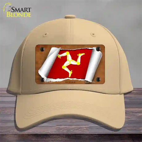 Isle of Man Flag Scroll Novelty License Plate Hat Cotton / Khaki