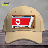 North Korea Flag Scroll Novelty License Plate Hat Cotton / Khaki