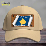 Kosovo Flag Scroll Novelty License Plate Hat Cotton / Khaki