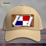 Panama Flag Scroll Novelty License Plate Hat Cotton / Khaki