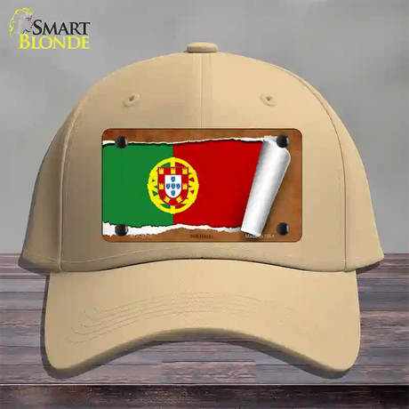 Portugal Flag Scroll Novelty License Plate Hat Cotton / Khaki