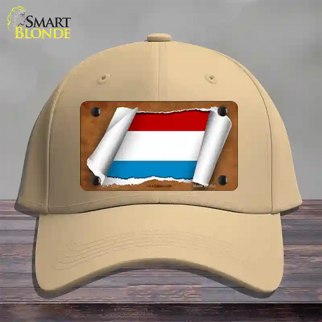 Luxemboury Flag Scroll Novelty License Plate Hat Cotton / Khaki