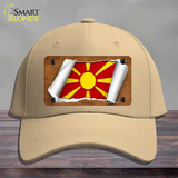 Macedonia Flag Scroll Novelty License Plate Hat Cotton / Khaki