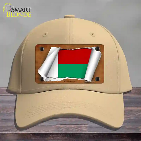 Madagascar Flag Scroll Novelty License Plate Hat Cotton / Khaki