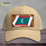 Maldives Flag Scroll Novelty License Plate Hat Cotton / Khaki