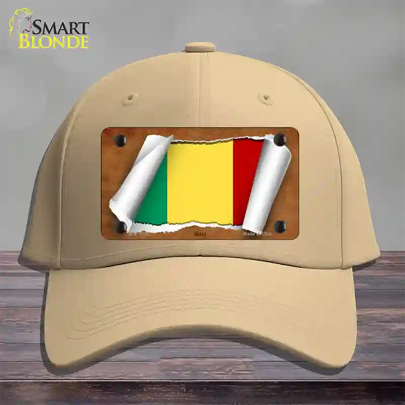 Mali Flag Scroll Novelty License Plate Hat Cotton / Khaki