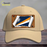 Marshall Islands Flag Scroll Novelty License Plate Hat Cotton / Khaki