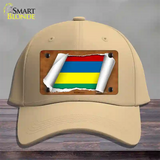 Mauritius Flag Scroll Novelty License Plate Hat Cotton / Khaki