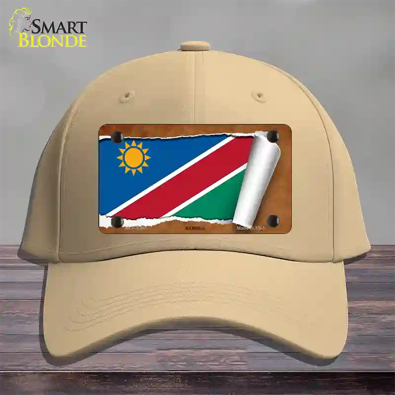 Namibia Flag Scroll Novelty License Plate Hat Cotton / Khaki