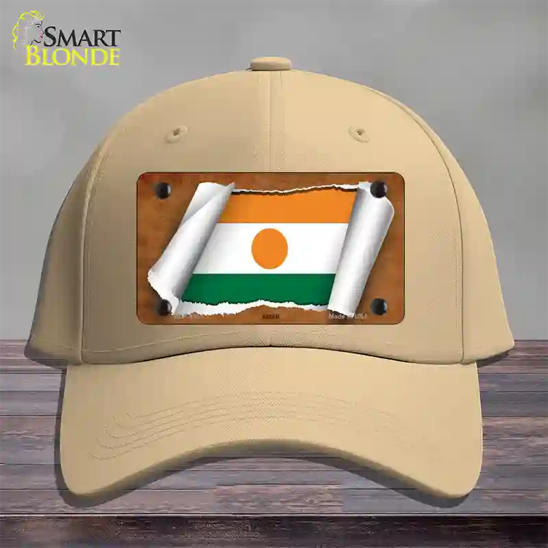 Niger Flag Scroll Novelty License Plate Hat Cotton / Khaki