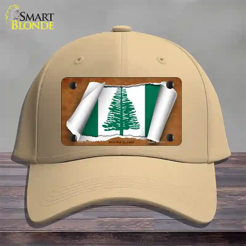 Norfolk Islands Flag Scroll Novelty License Plate Hat Cotton / Khaki