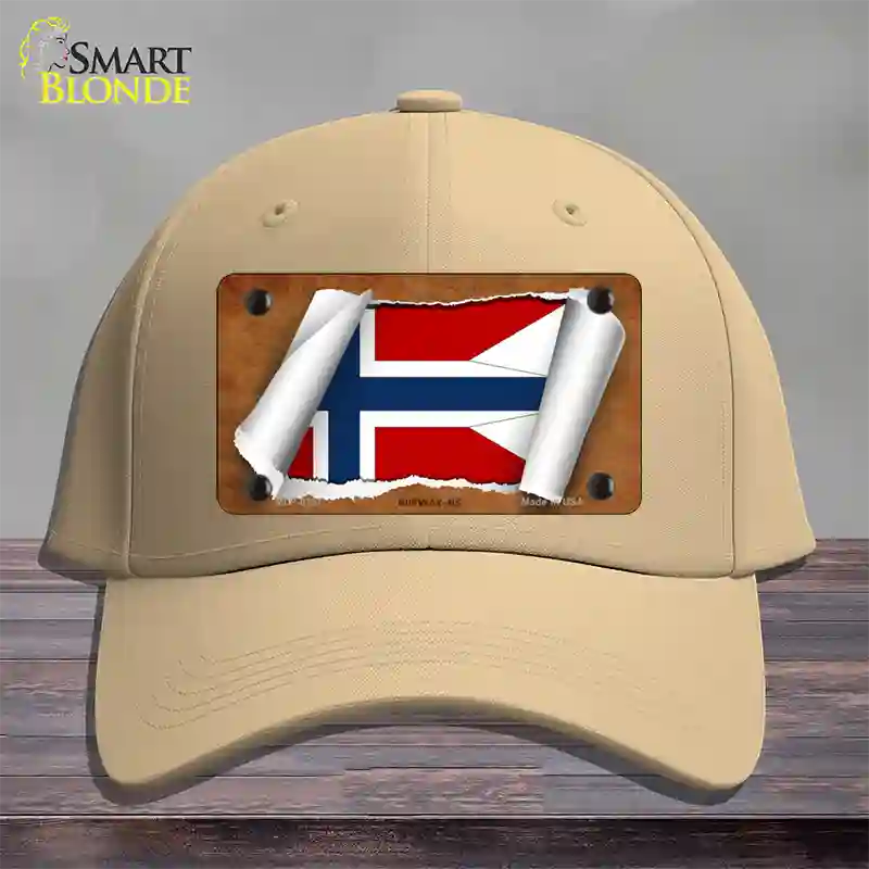 Norway-NS Flag Scroll Novelty License Plate Hat Cotton / Khaki