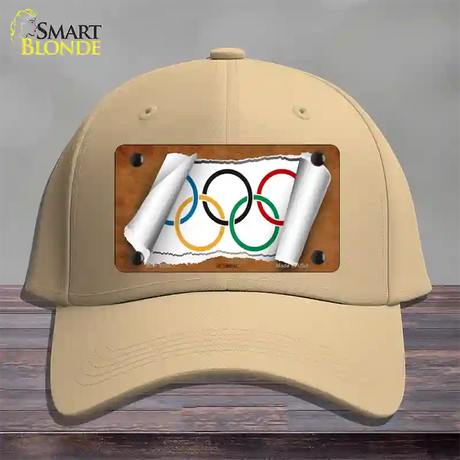 Olympic Flag Scroll Novelty License Plate Hat Cotton / Khaki