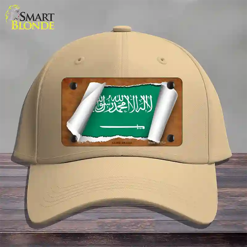 Saudi Arabia Flag Scroll Novelty License Plate Hat Cotton / Khaki