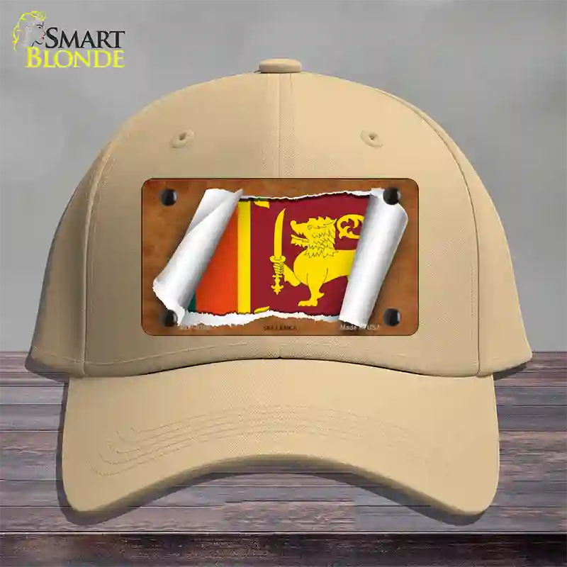 Sri Lanka Flag Scroll Novelty License Plate Hat Cotton / Khaki