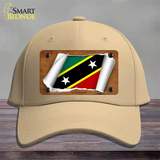 St Kitts-Nevis Flag Scroll Novelty License Plate Hat Cotton / Khaki